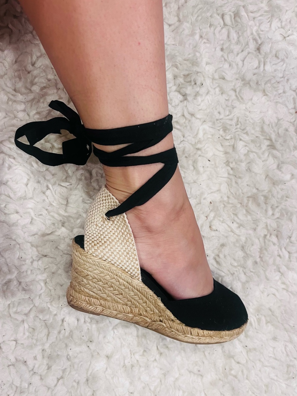 Made in Madrid Black Espadrille Wedge Sandals